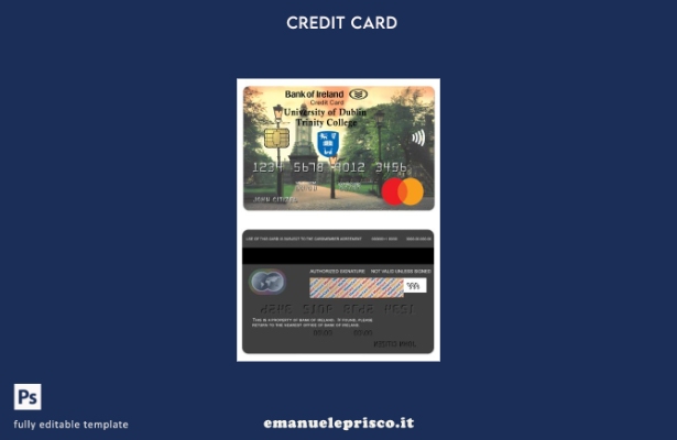 modello di carta mastercard di credito Affinity della Banca d'Irlanda in stile v